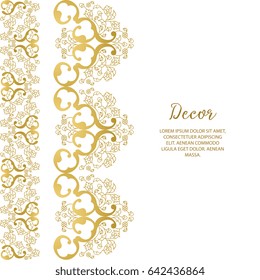 Vector gold ornamental  decorative frame. Elegant ornate  element for design template, place for text. Luxury floral border. Lace decor for birthday and greeting card, wedding invitation,certificate.