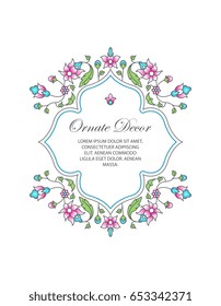 Vector gold ornamental  decorative frame. Elegant ornate  element for design template, place for text. Luxury floral border. Lace decor for birthday and greeting card, wedding invitation,certificate.