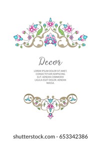 Vector gold ornamental  decorative frame. Elegant ornate  element for design template, place for text. Luxury floral border. Lace decor for birthday and greeting card, wedding invitation,certificate.