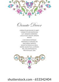 Vector gold ornamental  decorative frame. Elegant ornate  element for design template, place for text. Luxury floral border. Lace decor for birthday and greeting card, wedding invitation,certificate.