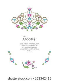 Vector gold ornamental  decorative frame. Elegant ornate  element for design template, place for text. Luxury floral border. Lace decor for birthday and greeting card, wedding invitation,certificate.