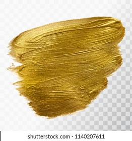 Vector gold paint brush stroke, hand drawn art illustration. 