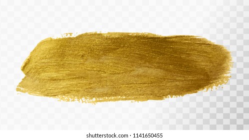 Vector gold paint brush stroke, hand drawn art illustration.