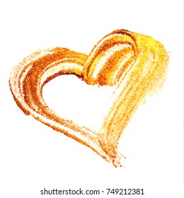 Vector gold paint heart on transparent background. Love concept design