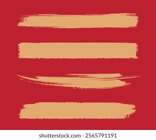 Vector gold paint, ink brush stroke, brush, line or texture. Chinese oriental artistic design element, box, frame or background for text.