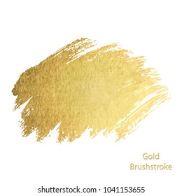Vector gold paint smear stroke stain set. Abstract gold glittering textured art illustration.
