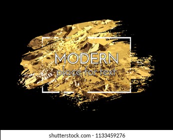 Vector gold paint smear stroke stain set. Abstract gold glittering textured art illustration.