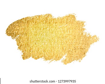 Vector gold paint smear stroke stain. Abstract gold glittering textured art illustration.