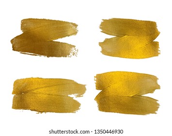 Vector gold paint smear stroke stain set. Abstract gold glittering textured art illustration. Abstract gold glittering textured art illustration. EPS10