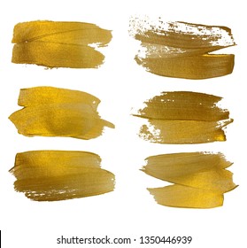 Farbabstrich mit Vektorgold-Abstrich mit Schlaganfall. Abstrakte goldglänzende, strukturierte Kunstgrafik. Abstrakte goldglänzende, strukturierte Kunstgrafik. EPS10