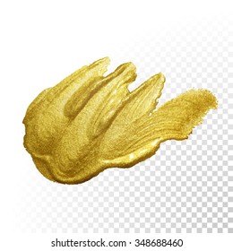 Vector gold paint smear stroke stain set. Abstract gold glittering textured art illustration. Abstract gold glittering textured art illustration.