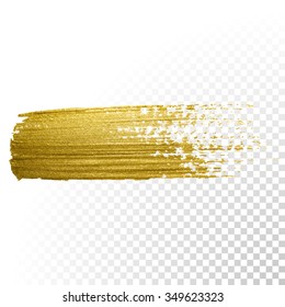 Vector gold paint smear stroke stain. Abstract gold glittering textured art illustration. Abstract gold glittering textured art illustration.