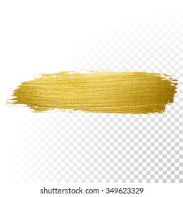 Vector gold paint smear stroke stain. Abstract gold glittering textured art illustration. Abstract gold glittering textured art illustration.