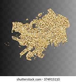 Vector gold paint smear stroke stain. 