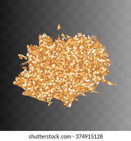 Vector gold paint smear stroke stain. 