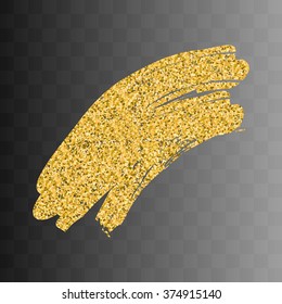 Vector gold paint smear stroke stain. 