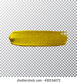 Vector gold paint smear stroke stain. Abstract gold glittering textured art illustration. 