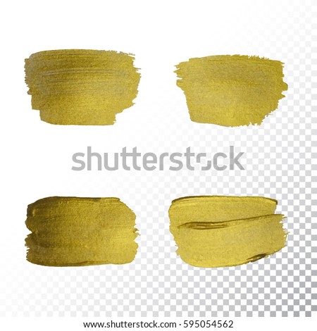 Vector gold paint smear stroke stain. Abstract gold glittering textured art illustration.