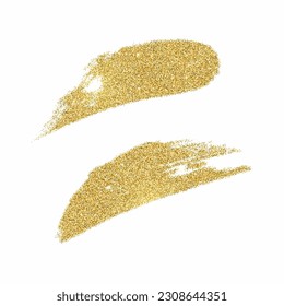Juego de manchas de pintura de oro vectorial. Elementos deslumbrantes aislados sobre fondo blanco. 