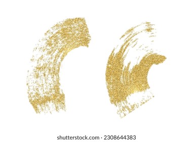Juego de manchas de pintura de oro vectorial. Elementos deslumbrantes aislados sobre fondo blanco. 