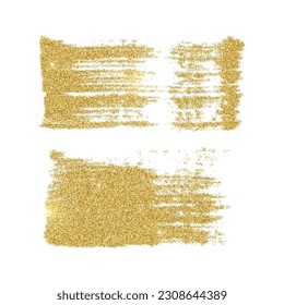 Vector gold paint smears set. Glitter elements isolated on white background. 