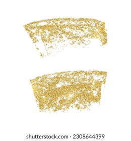 Juego de manchas de pintura de oro vectorial. Elementos deslumbrantes aislados sobre fondo blanco. 