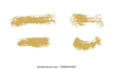Juego de manchas de pintura de oro vectorial. Elementos deslumbrantes aislados sobre fondo blanco. 