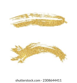 Juego de manchas de pintura de oro vectorial. Elementos deslumbrantes aislados sobre fondo blanco. 