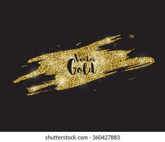 Vector Gold paint stain. Gold background. Glitter Deluxe, vip, gift, premium, exclusive banner, card, label design.