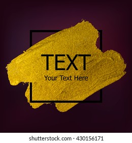 Vector gold paint stroke with border frame