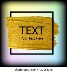 Vector gold paint stroke with border frame