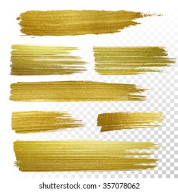 Vector Gold Paint Stroke Set