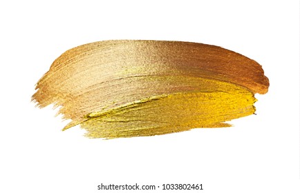 Vector gold paint stroke stain. Abstract gold glittering textured art illustration.