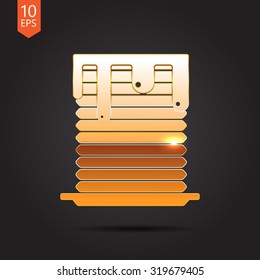 Vector gold pancakes breakfast icon on dark background 