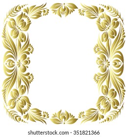 vector gold pattern with flowers, an ethnic Ukrainian ornament, Decorative frame for design