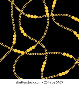 Vector gold pattern. Yellow chain background.