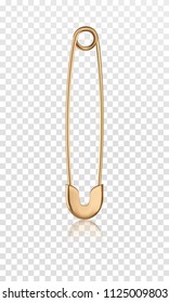 Vector gold pin isolated on transparent background. Realistic vector illustration.