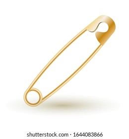 Pin de oro vectorial aislado en fondo blanco. Ilustración vectorial realista.