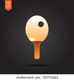 Vector gold ping-pong single player icon on dark background 