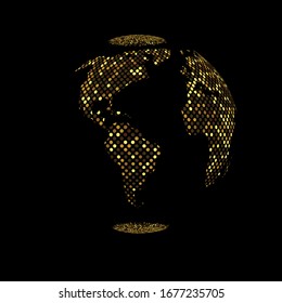 Icono del planeta Tierra del oro vectorial.
