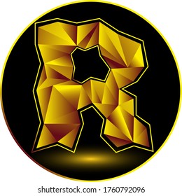 vector gold polygonal letter R
