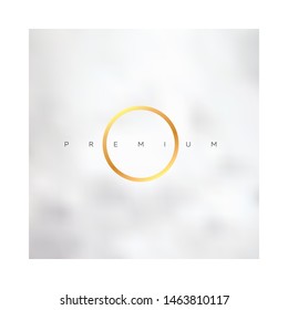 Vector gold premium logo with marble background. Creative template for poster or corporate identity. Stone texture and golden ring for invitation.