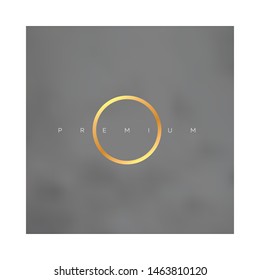 Vector gold premium logo with marble background. Creative template for poster or corporate identity. Stone texture and golden ring for invitation.