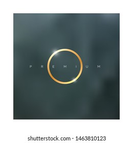 Vector gold premium logo with marble background. Creative template for poster or corporate identity. Stone texture and golden ring for invitation.
