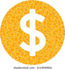 Vector gold price mosaic icon. Price is isolated on a white background. Gold items collage based on price icon. Collage price iconic image is organized with yellow items.