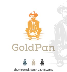 Vector Gold Prospecting Cowboy Gentleman Logo. Modern & Professional Business, Corporate Identity. Branding Shape, Icon, Symbol.