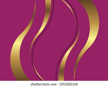 Fondo de oscilación abstracto de ondas violeta de oro vectorial. Línea de color de pancarta de ondas onduladas para banner web. 