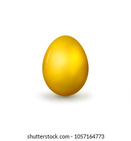 Vector gold realistic egg. Isolated on white background.