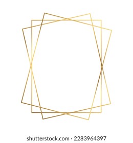 Vector gold rectangle frame. Decoration element for wedding invitations and photo. Geometrical figure in minimal style on a white background.	