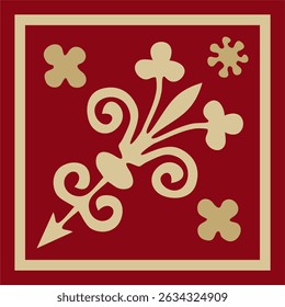 Vector gold and red ancient Roman ornament elements. Classic European parts of patterns. Lili and Krovns
